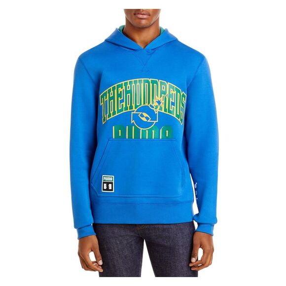 PUMA Other - PUMA Mens Blue Printed Long Sleeve Classic Fit Cotton Blend Hoodie M